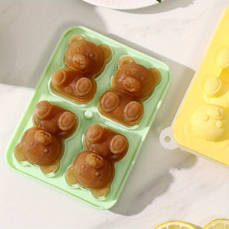 Cute Bear Shape Ice Mold Tray, Rubber Ice Mold With Lid, Funny Ice Maker  For Kids, Girls, Household Kitchen Gadget - Temu