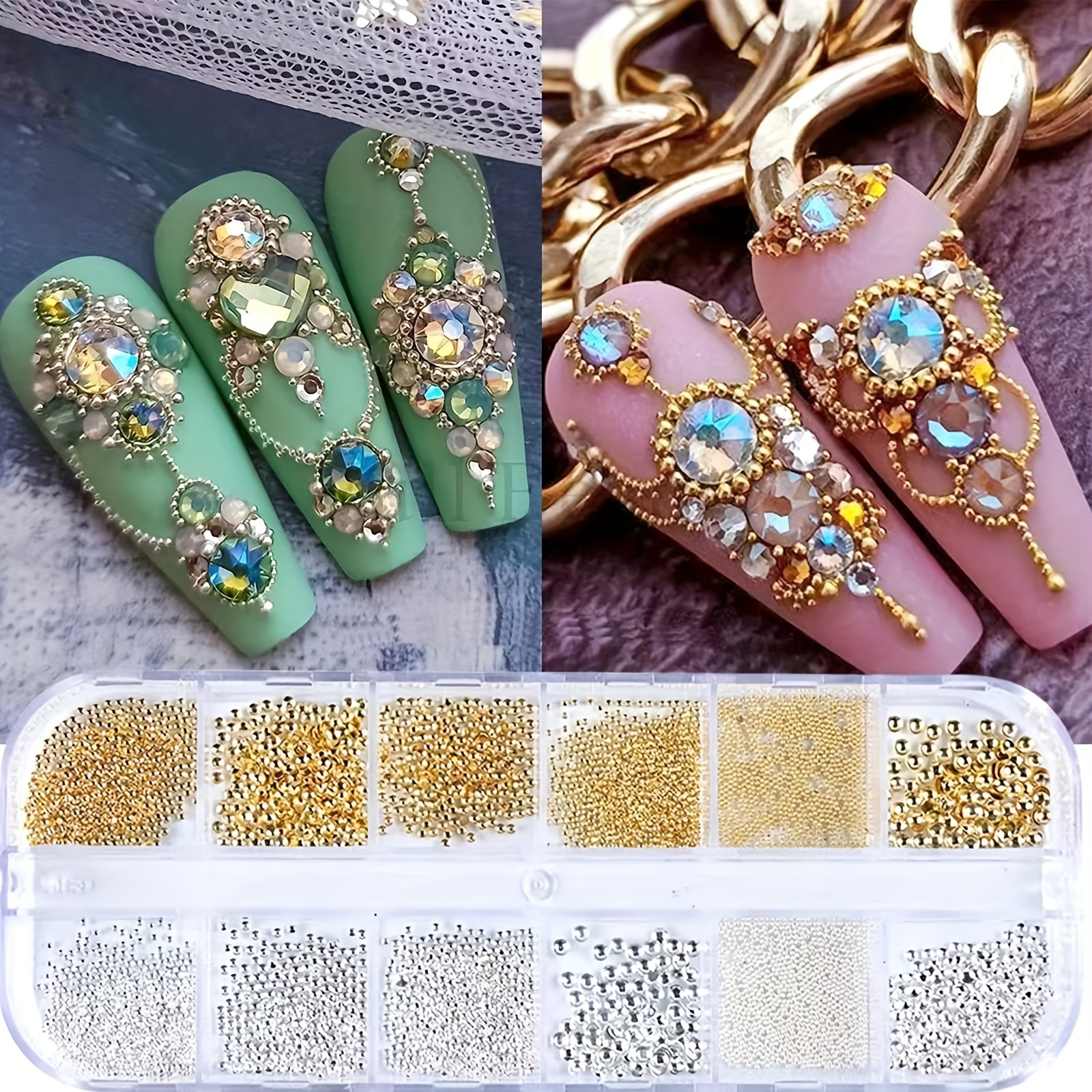 Nail Caviar Beads With Tweezers,nail Art Metal Mini Beads,multi Size Nail  Design Round Steel Ball Beads Nail Art Caviar Beads For Nails Decoration  Accessories, Free Shipping For New Users