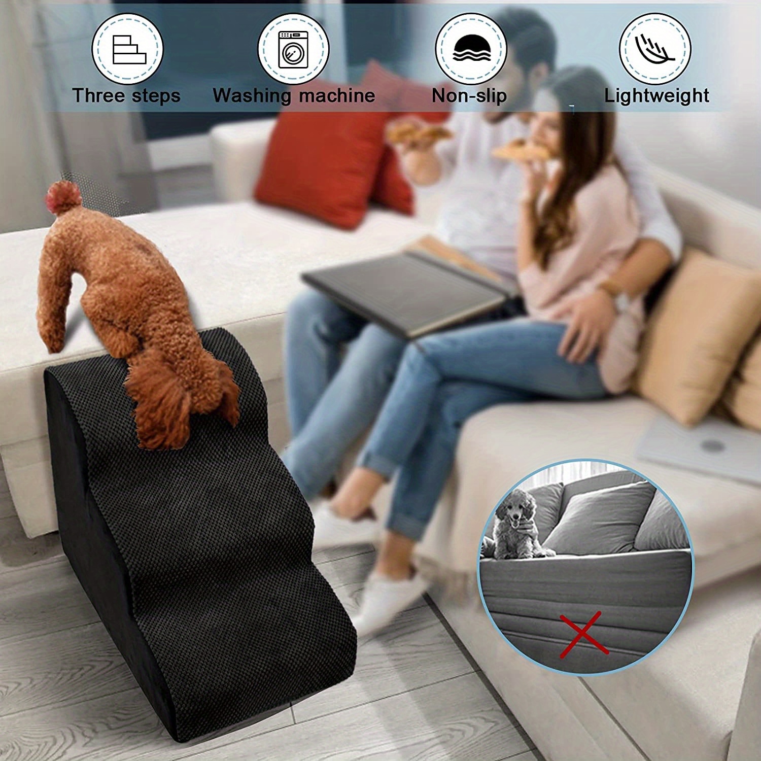 Pet Stairs For Dogs And Cats, Non Slip Platform Washable Puppy Climbing