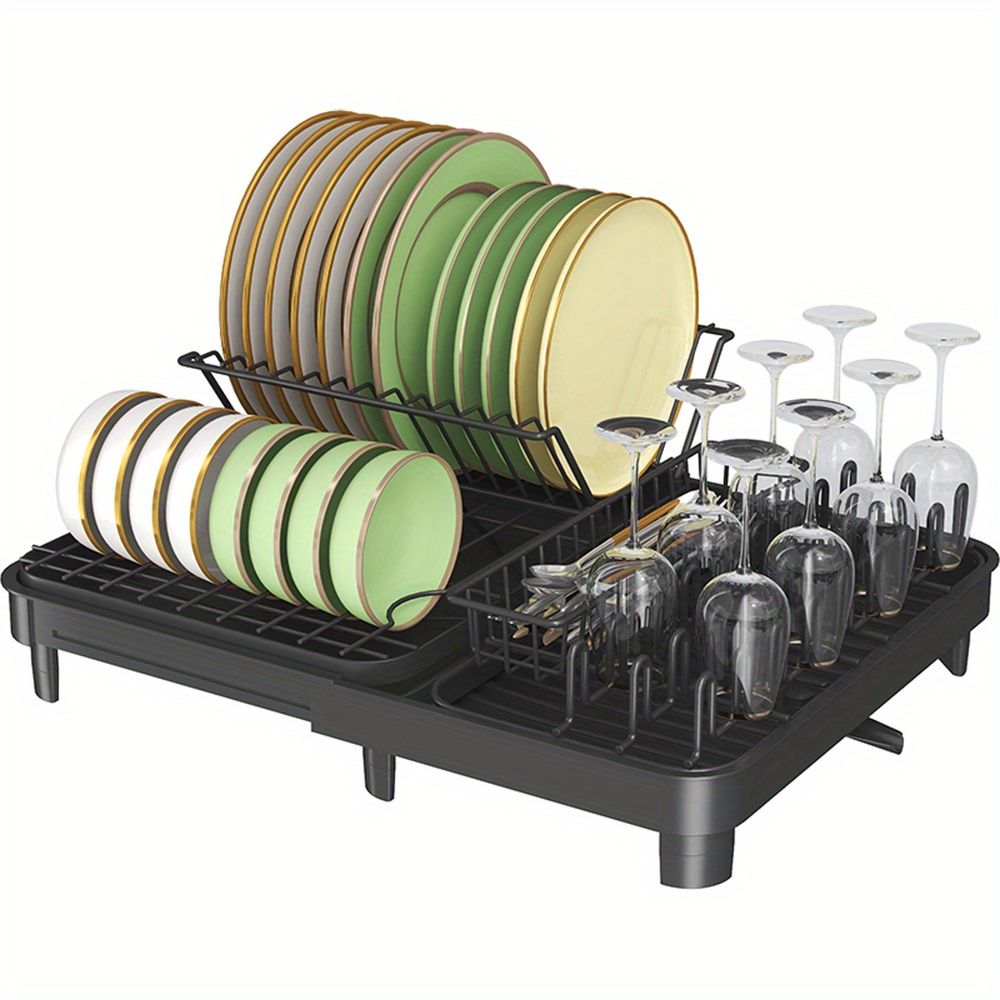 Expandable Dish Drying Rack,Dish Drainer Counter with Drainage