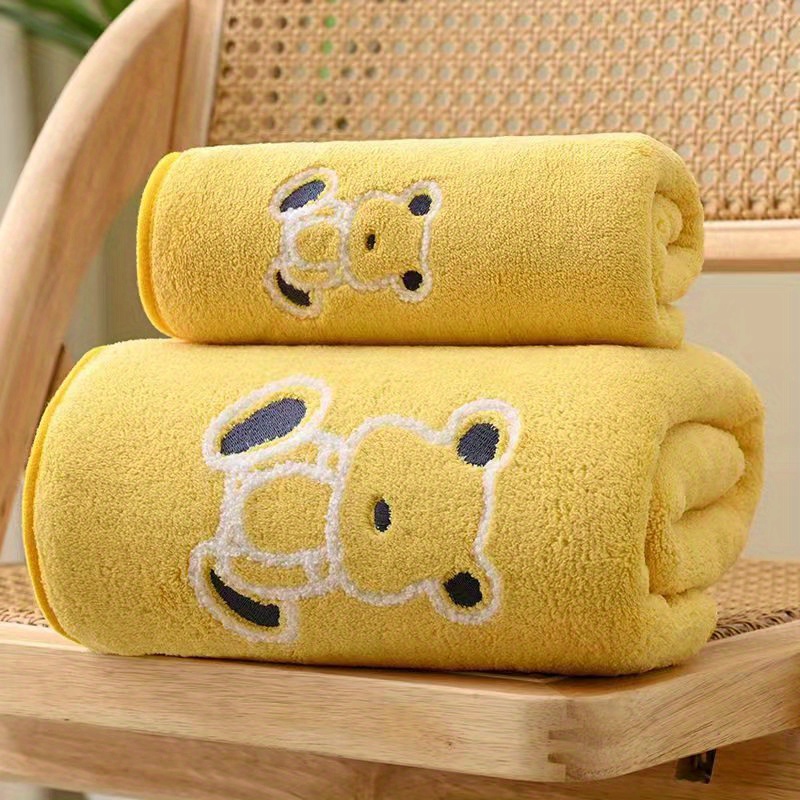 Soft And Absorbent Brown Bear Pattern Bath Towel For Home Use - Temu