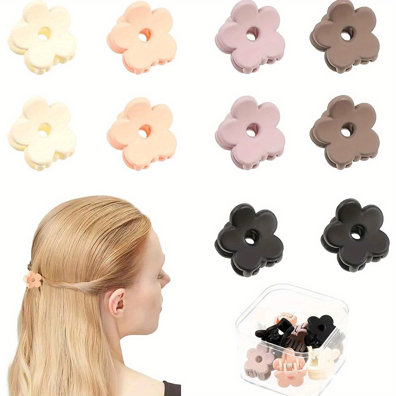 Flowers Shaped Simple Plain Color Small Hair Claw Clips - Temu Austria