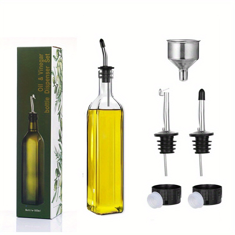 Glass Olive Oil Bottle Dispenser Green Oil Vinegar Cruet - Temu