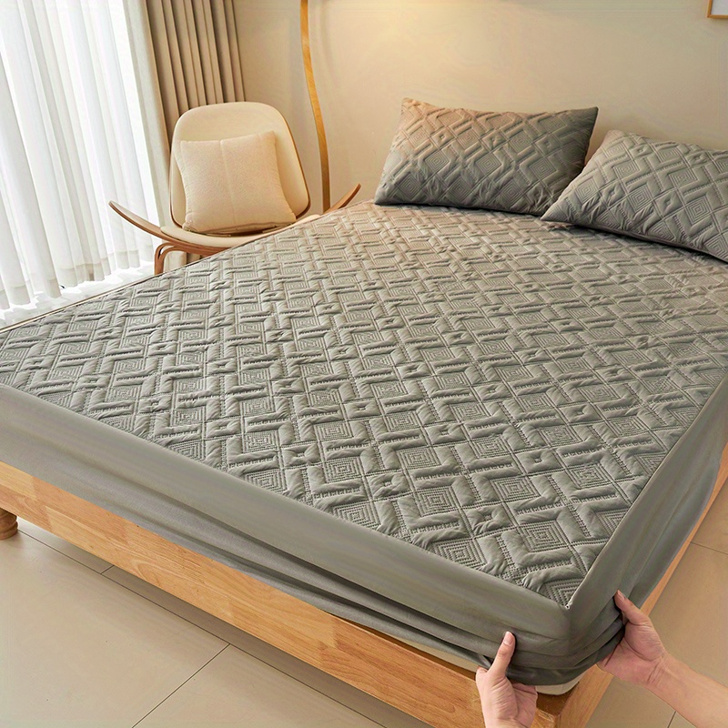 Solid Color Fitted Sheet Anti dust Non slip Mattress - Temu