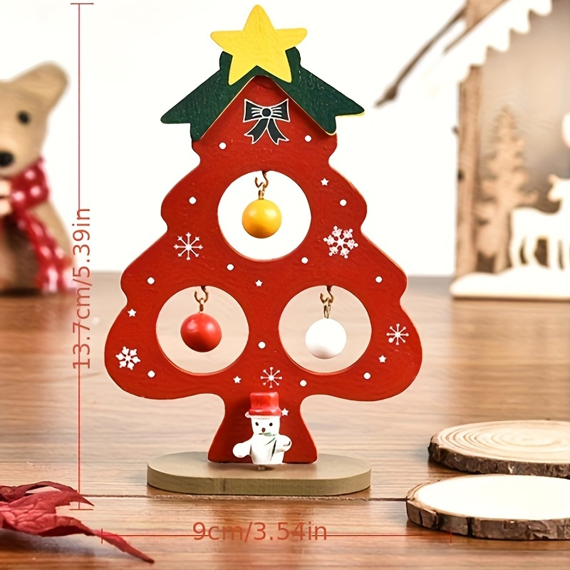 Wooden Small Christmas Tree Ornaments Children's DIY Toys Mini