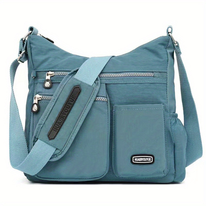 Crossbody Bag For Women Waterproof Shoulder Bag Messenger Bag Casual Nylon  Purse Handbag, Casual Nylon Multi-Zipper Front Crossbody Bag, Women's