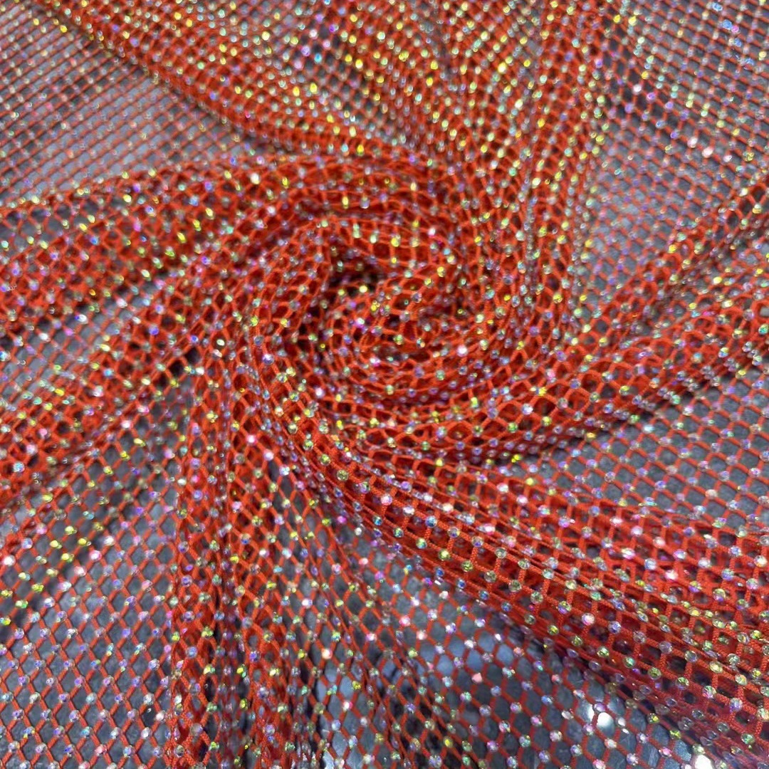 Mesh Rhinestone Fabric Crystal Elastic Net Hollow for Fancy Dress