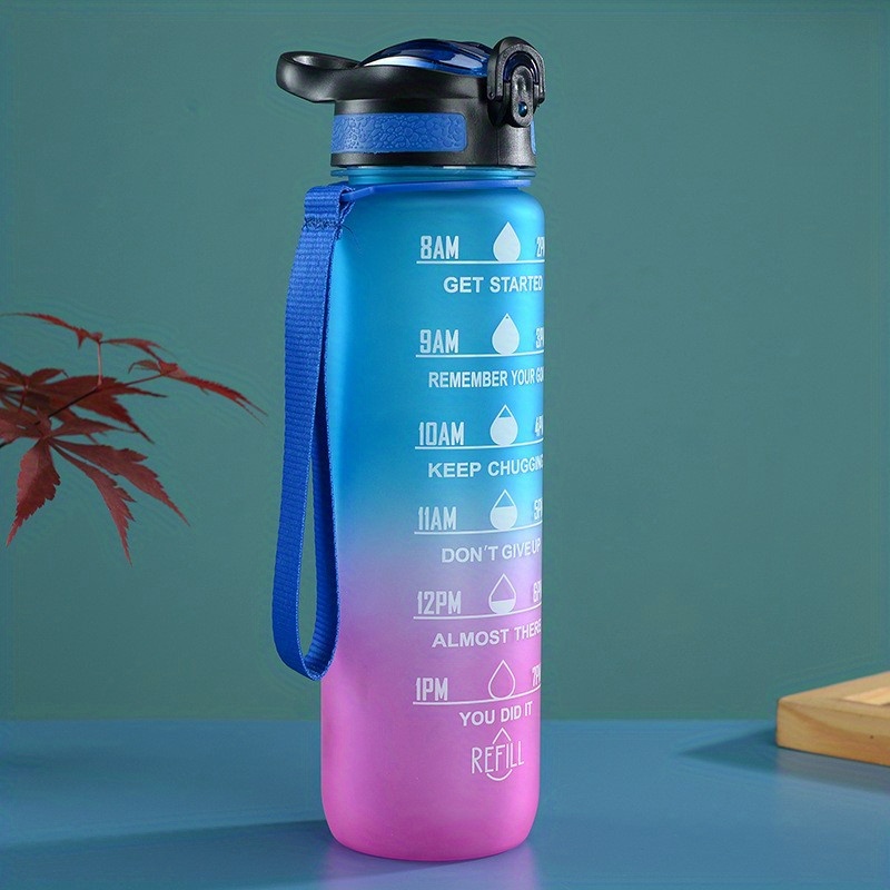 Gradient Motivational Water Bottle With Straw, Plastic Large Capacity  Leakproof Space Cup, Best Gift For Outdoor Sport, Fitness, Gym, Running,  Hiking - Temu