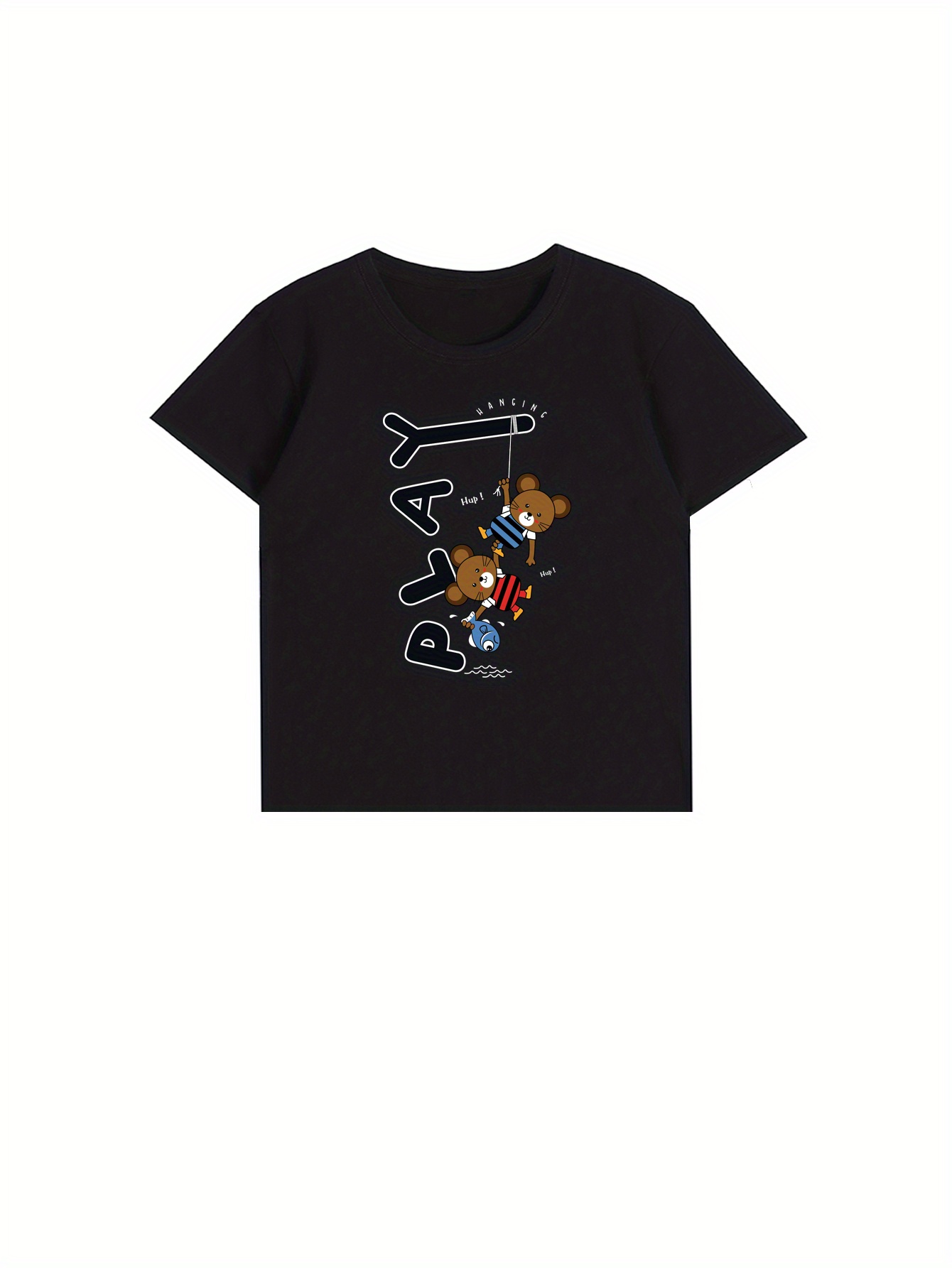 Boy's Mice Fishing Print Funny T shirt Kids Round Neck Tees - Temu