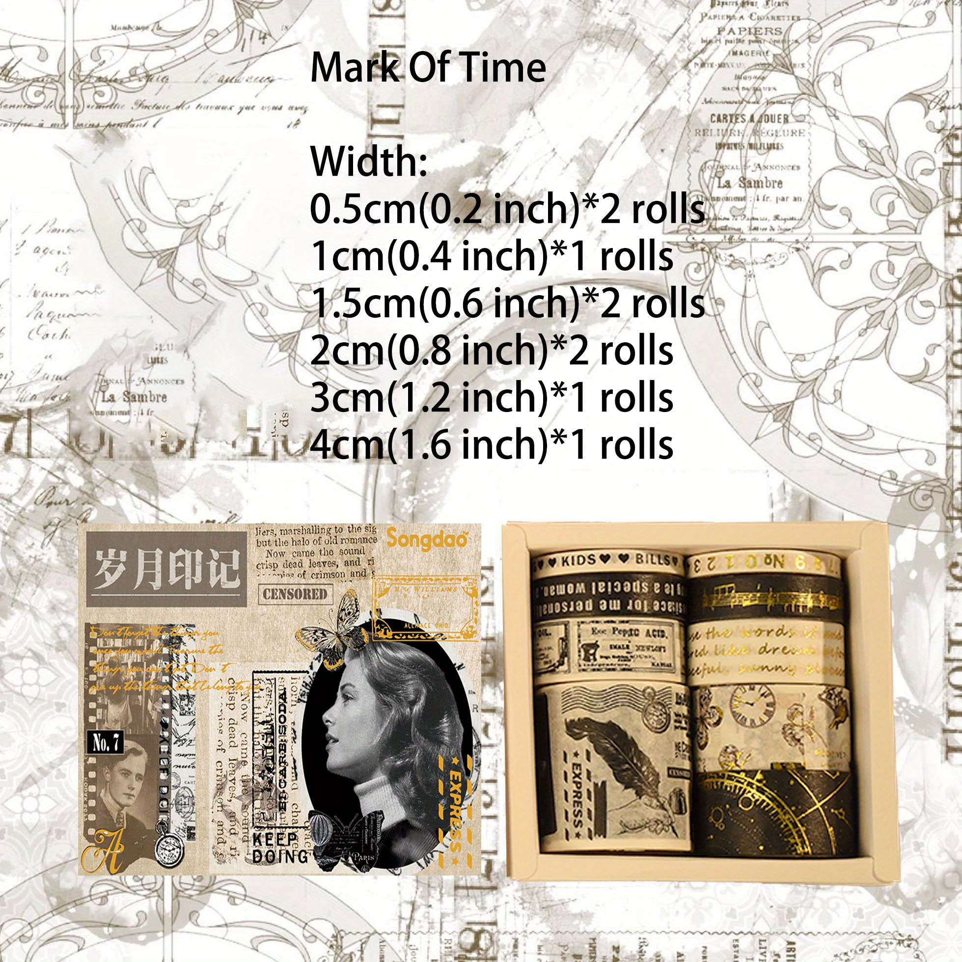 Retro Washi Tape Set Vintage Butterfly Masking Tape Golden Temu