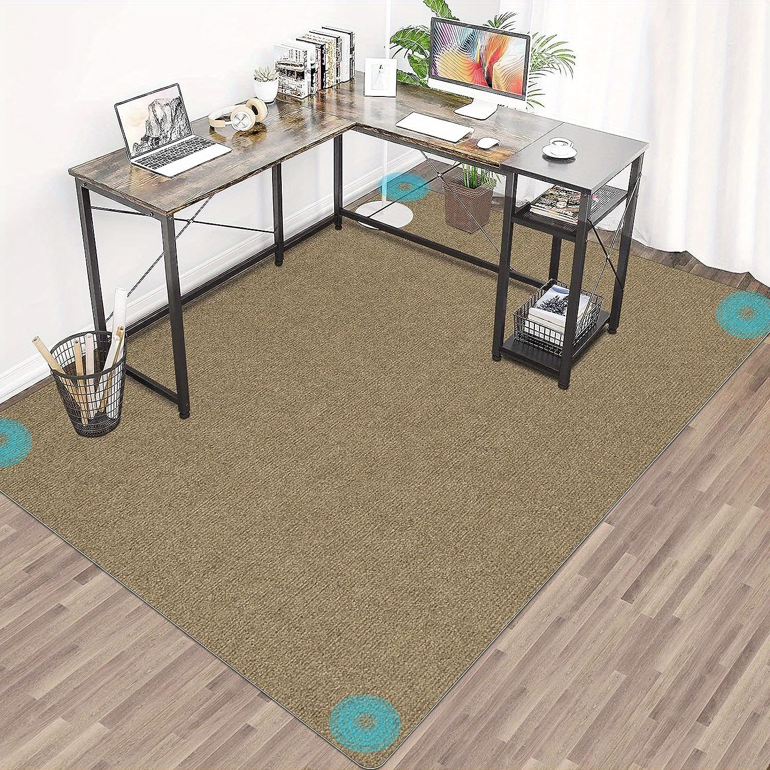Fussbodenschutz für Bürostuhl, Hartboden Teppichschutz, Weich Bodenmatte,  Großer Rutschfester Mehrzweck-Stuhlteppich für zu Hause Runden 160 cm