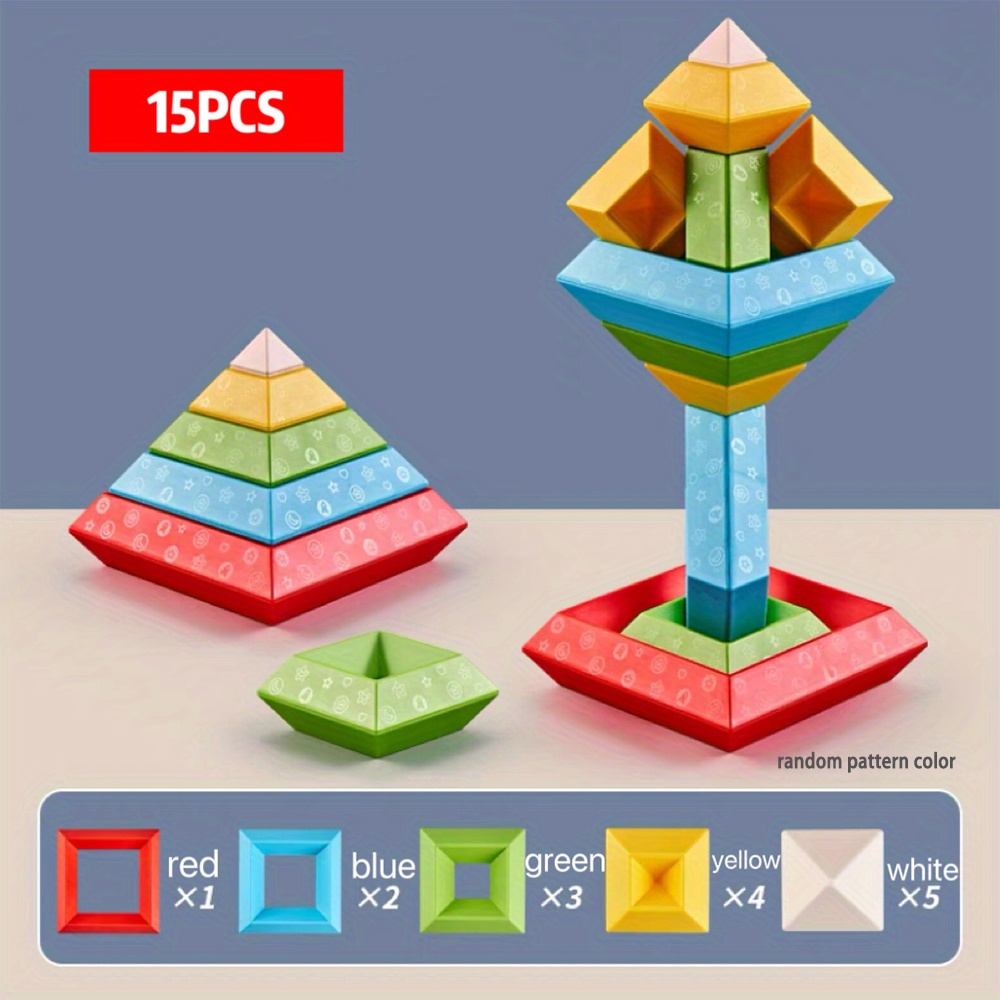 Juguetes Montessori Para Niños Y Niñas De 2, 3, 4, 5 Años, Bloques De  Construcción Apilables Piramidales Para Niños Pequeños, Juguete Educativo  Sensor