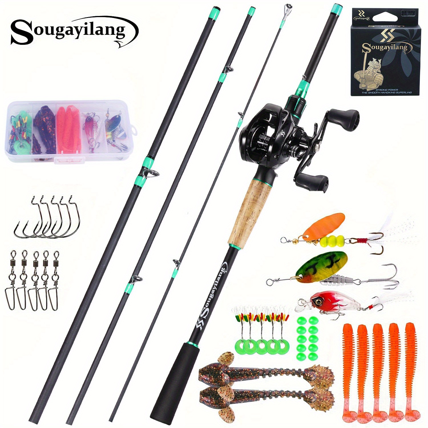 Sougayilang Fishing Combination Medium 6ft Low Profile Fishing Rod & Bait  Casting Reel (2pcs, 6ft) : : Sports & Outdoors
