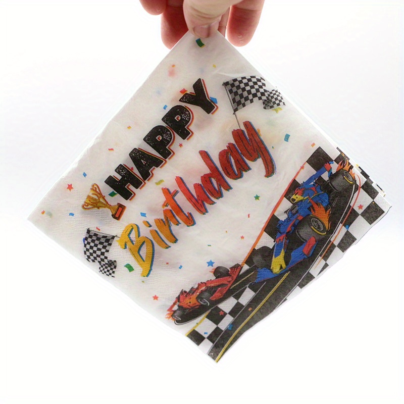 Image of 20pcs, Race Car Birthday Party Napkins Racing Car Themed Party Paper Dinnerware For Race Sports Boys Birthday Baby Shower Decorations Favors