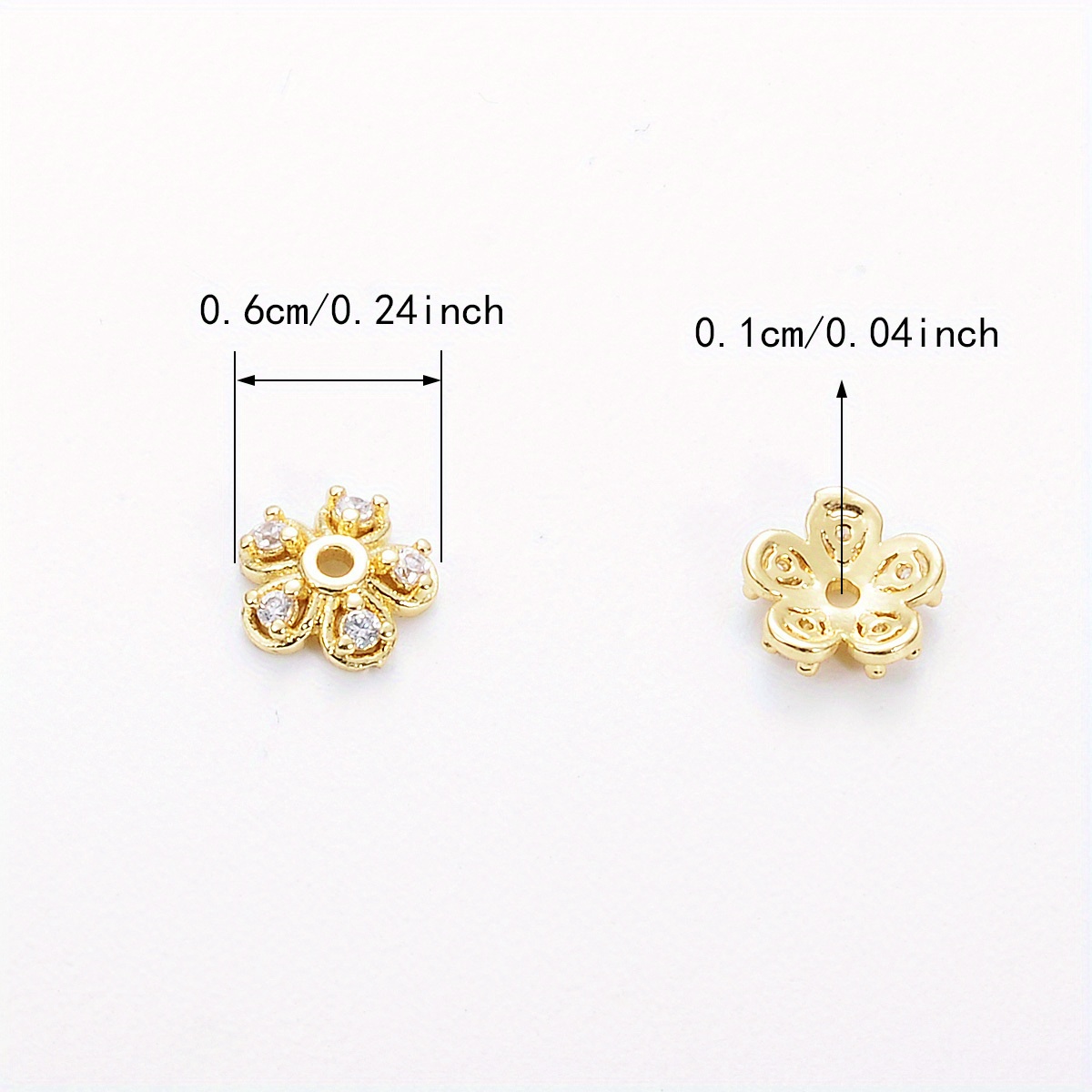 20pcs bag 10mm 8mm 6mm brass flower bead caps with synthetic cubic zircons cap ends spacer beads jewelry accessories for jewelry making details 5