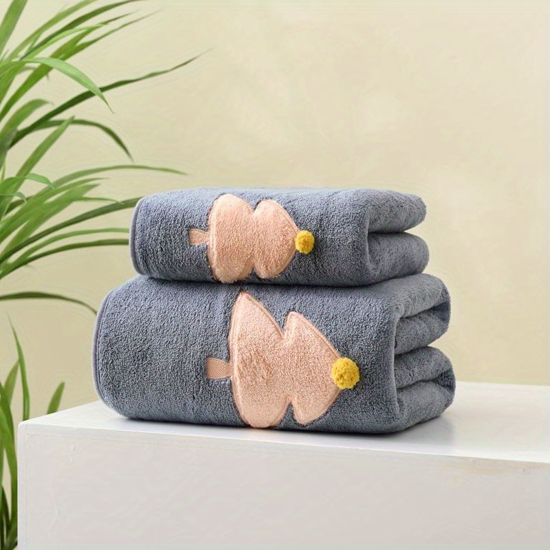 Cotton 2 in 1 Bath Towel and Face Towel Soft-Bath Towels Set of 2pcs