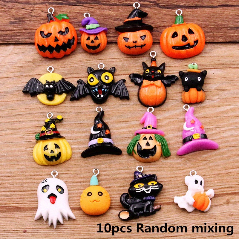 10pcs simpatici ciondoli di Halloween per la creazione di gioielli smalto  pipistrello zucca fantasma pendenti con