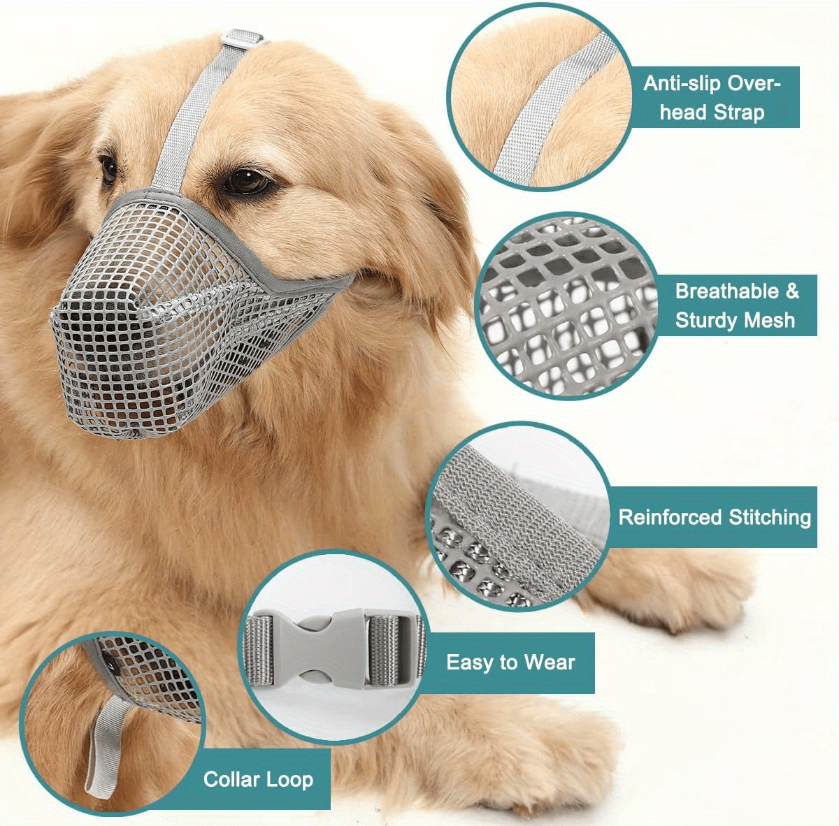 Breathable Nylon Mesh Dog Muzzle Adjustable Strap - Temu