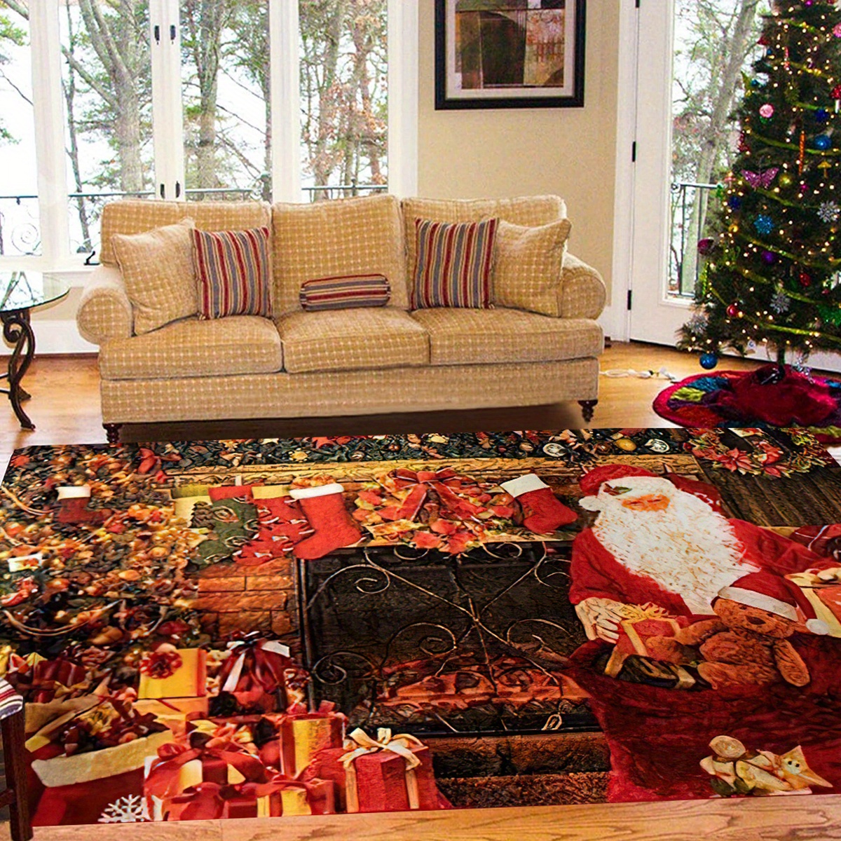 Santa Claus Print Carpet for Living Room Area Rugs Christmas Decor Anti-slip  Washable Bedroom Bedside Floor Mat Carpets Doormat – the best products in  the Joom Geek online store