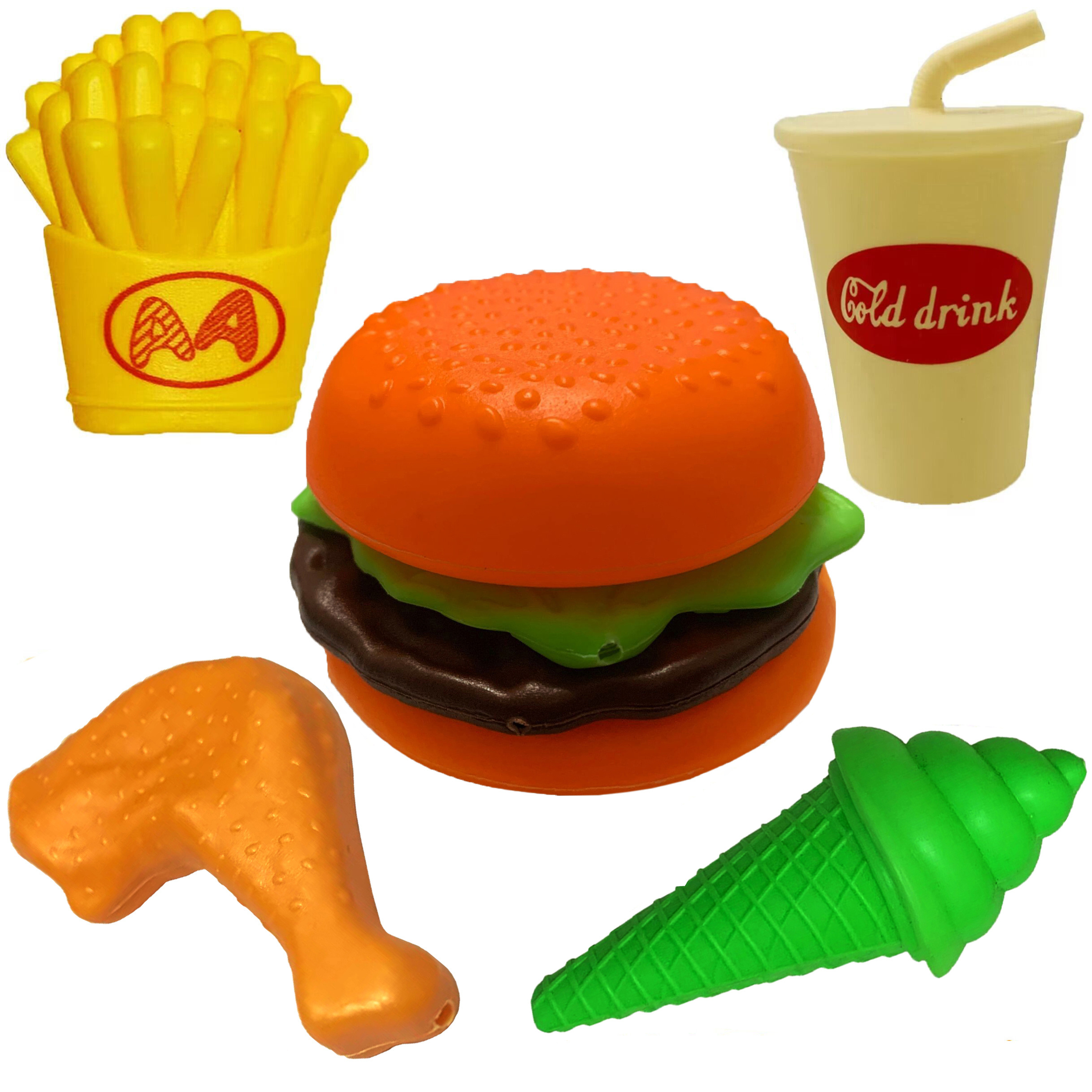 Fast Food Burger Fries Set For Kids Kitchen Pretend Play Food Set Simulated Food Hamburger Toy