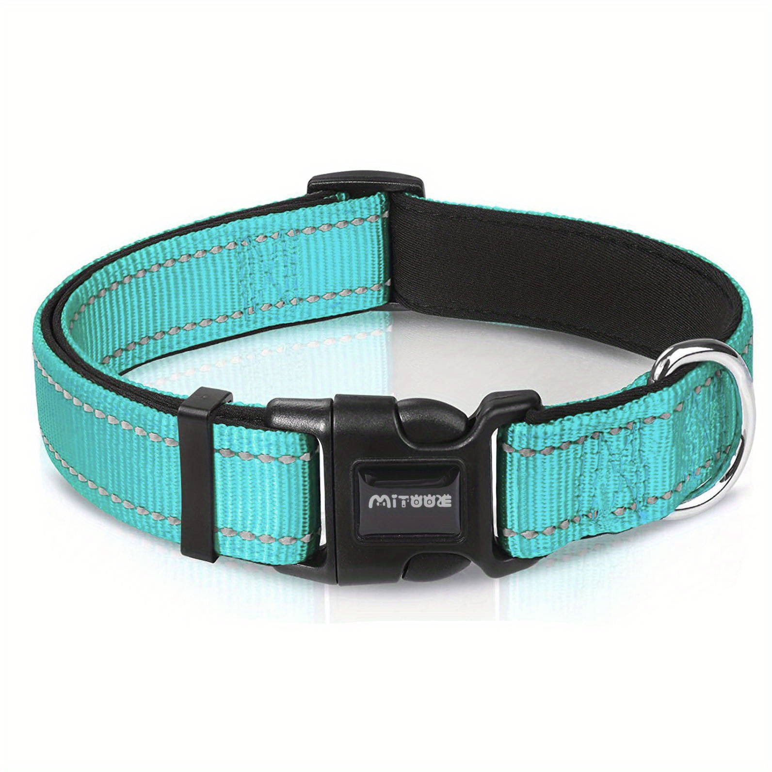 Image of Mitooe 1pc Reflective Dog Collar -release , Soft Neoprene Padded Breathable 1" Wide, Striped Design For Small/medium/large Dogs - Options, Restraint | Vibrant Dog Collar | Durable Polyester Collar