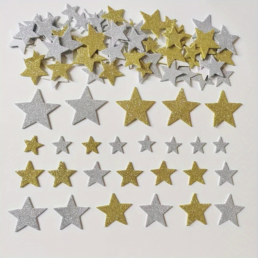 Self Adhesive Star Stickers, Foam Glitter Colorful Star Shaped