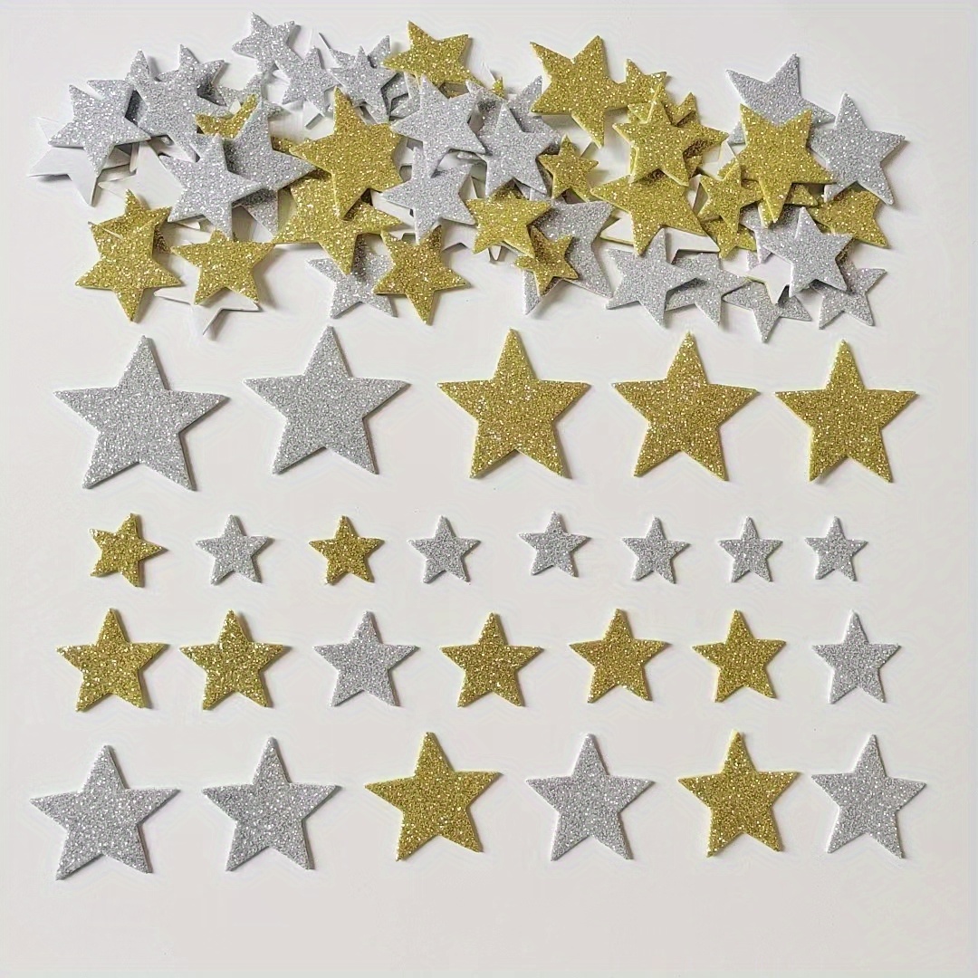 100 PCS GLITTER FOAM STICKERS - STARS