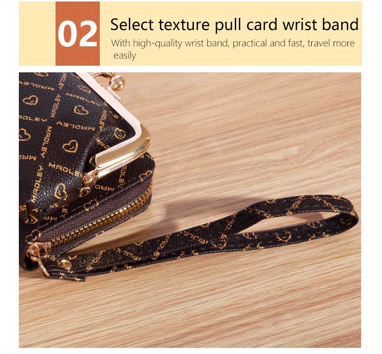 Retro Mini Clutch Wallet, Classic Kiss-lock & Zipper Coin Purse, Card Case  With Removable Wristlet - Temu