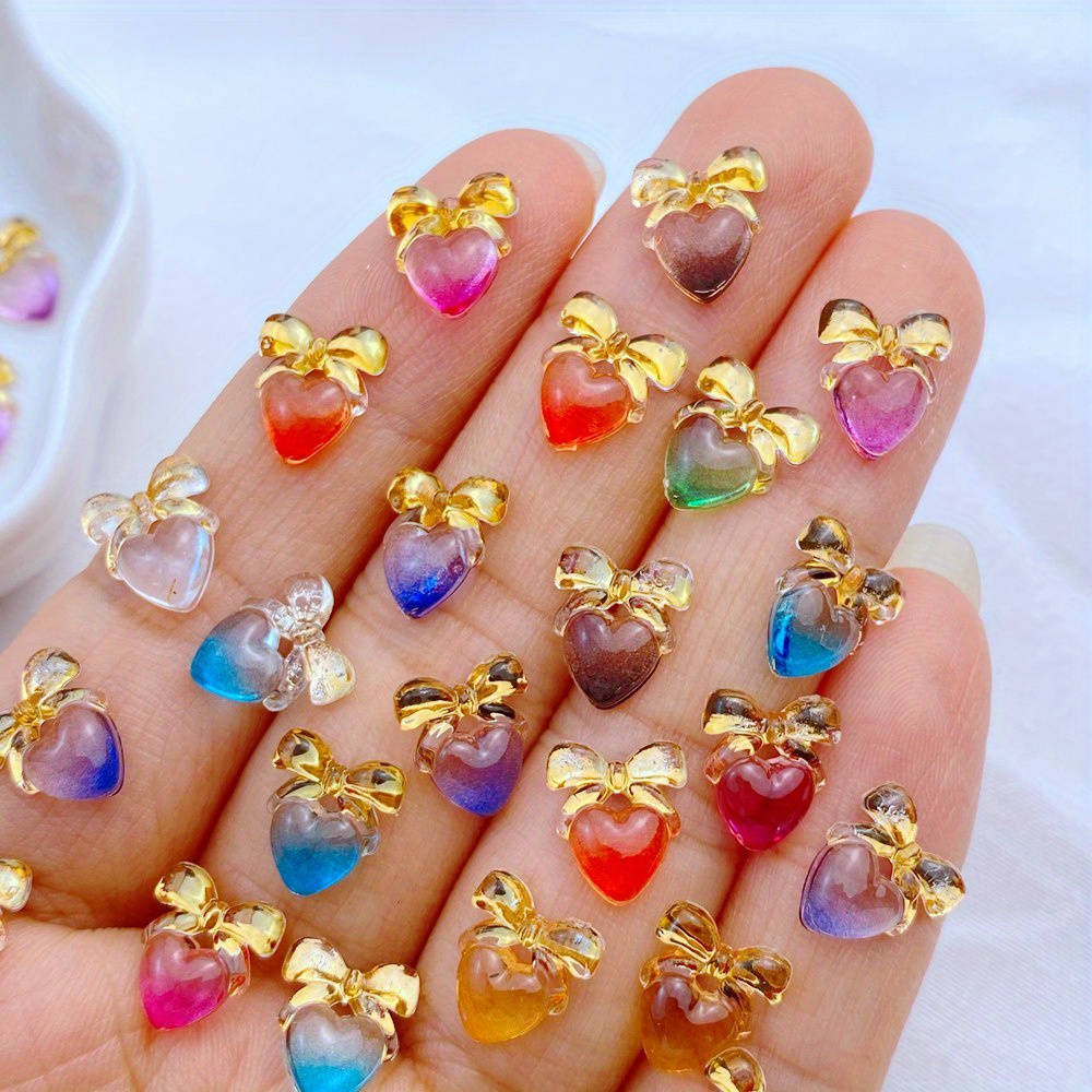 Bowknot Nail Charms 3d Kawaii Bow Nail Art Rhinestones resin - Temu