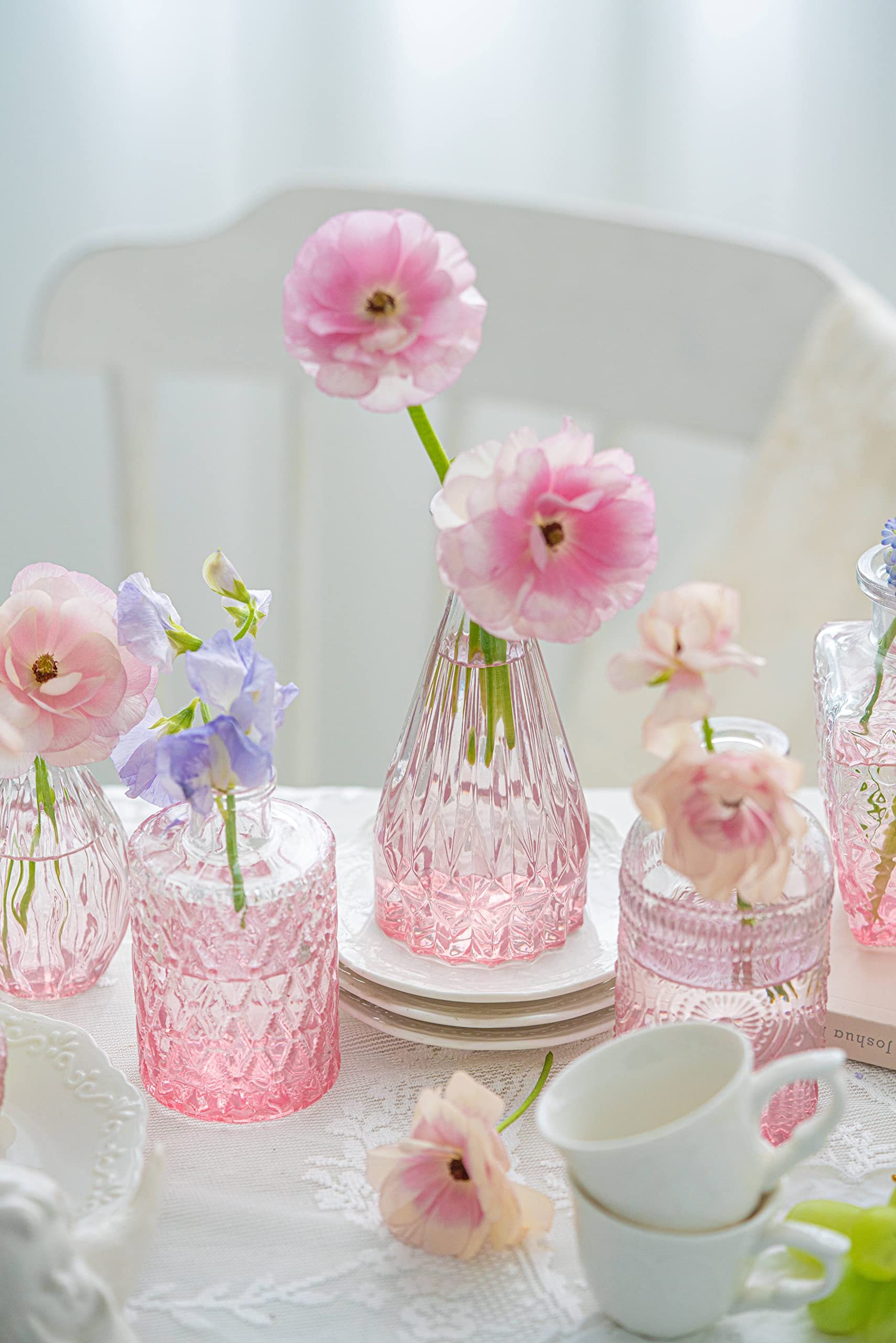 pink mini transparent glass vase hydroponic plant vase - Temu
