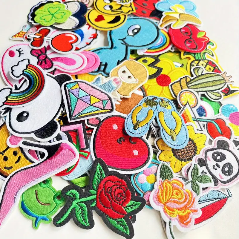 Assorted Styles Embroidered Patches Bright Vivid Colors Sew - Temu