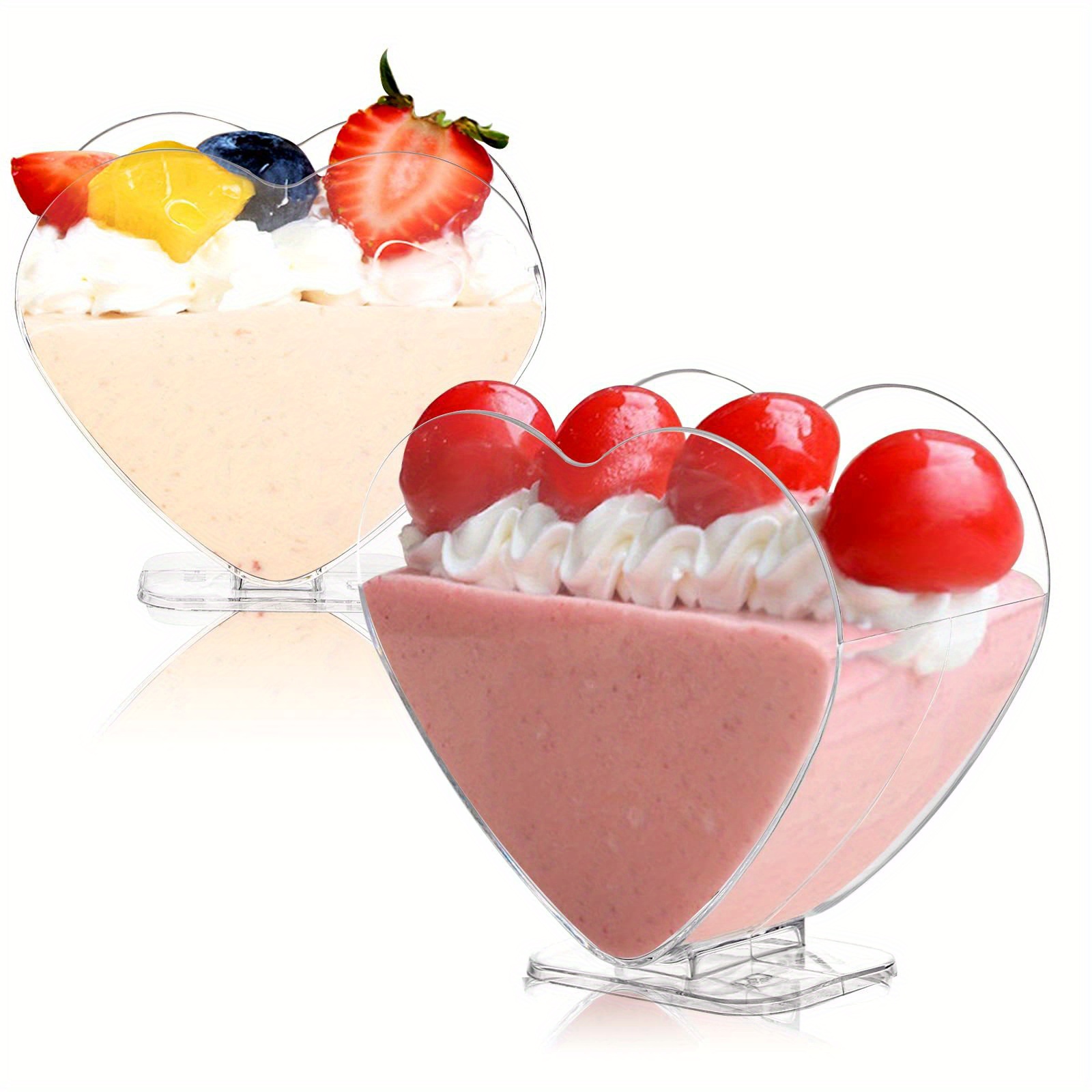 20 pcs 3 oz plastic mini dessert cup clear parfait appetizer cup heart shaped small serving bowl for cakes ice cream   buffet wedding details 0