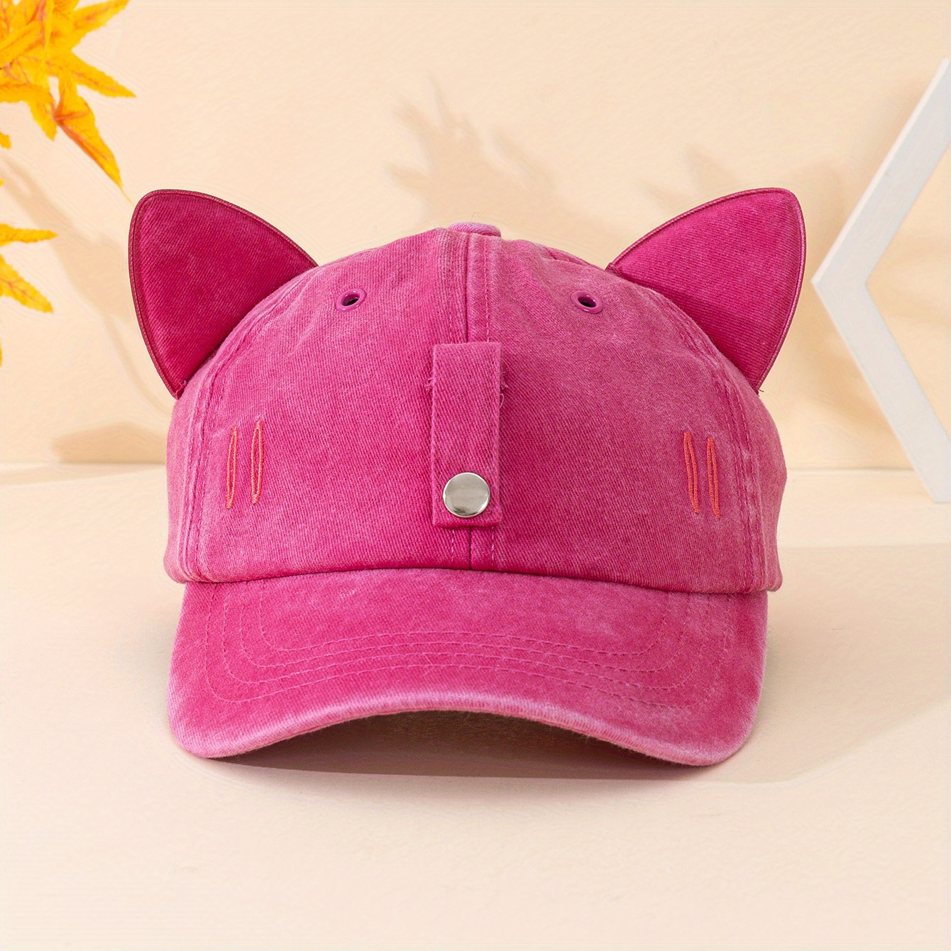 Cat Ears Washed Baseball With Sunglasses Holder Classic Solid Color  Distressed Dad Hats Lightweight Sun Hat For Women - Temu