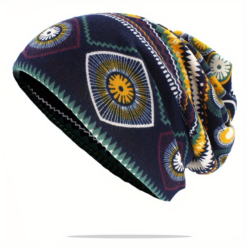 Autumn/winter Pullover Beanie With Fashionable Print, Dual-use Hat And Neck Warmer, Street Style Trendy Casual Skull Cap