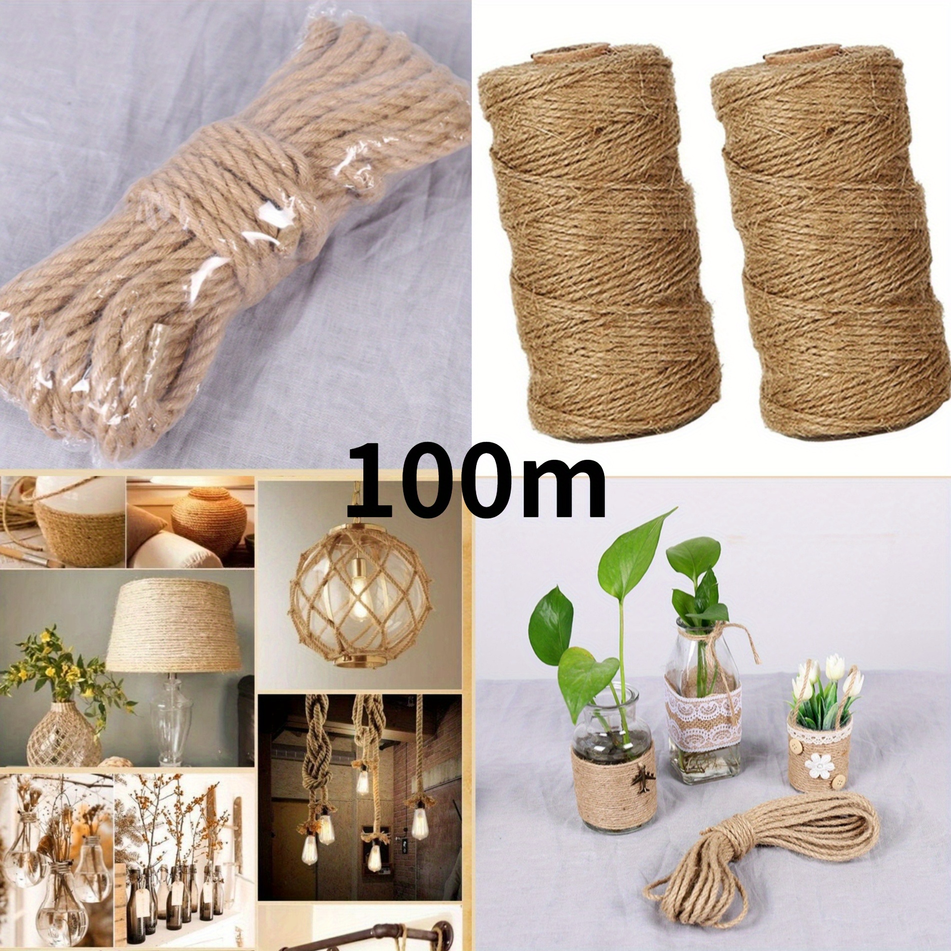 Hemp Rope Handmade Linen Cords Burlap Twine Rope String Diy - Temu