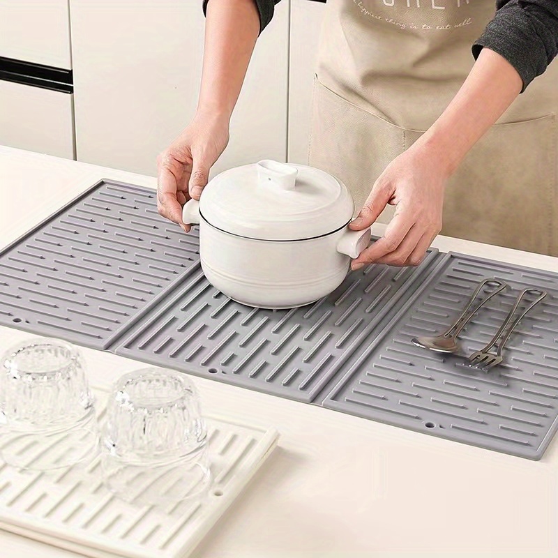 New Foldable Silicone Dish Drying Mat for Kitchen Counter. Dish