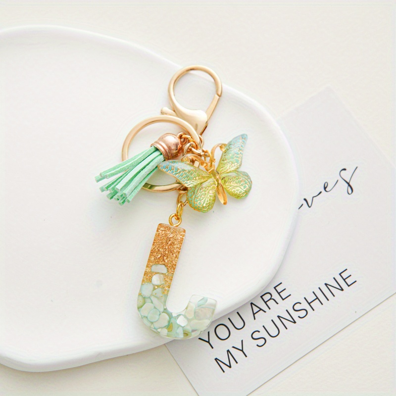 Initial Letter Keychain Pendant Resin Letter Keychain Purse - Temu