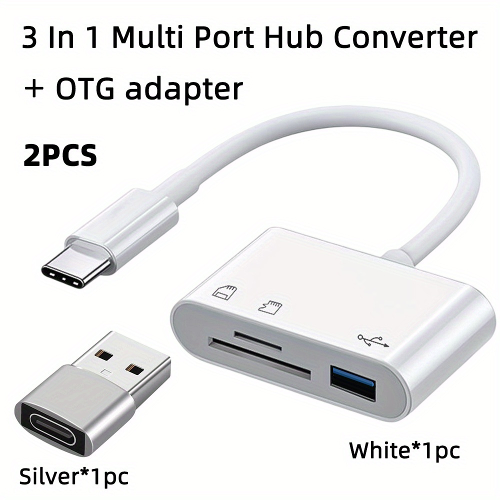 Adaptador Otg Tipo C A Usb Cable Memorias Datos Usb A Usb-c Color Blanco