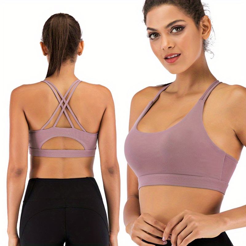 THE GYM PEOPLE Women's Cross Back Sports Bra Halter Neck Workout Crop Tank  Tops with Removable Pads - ShopStyle
