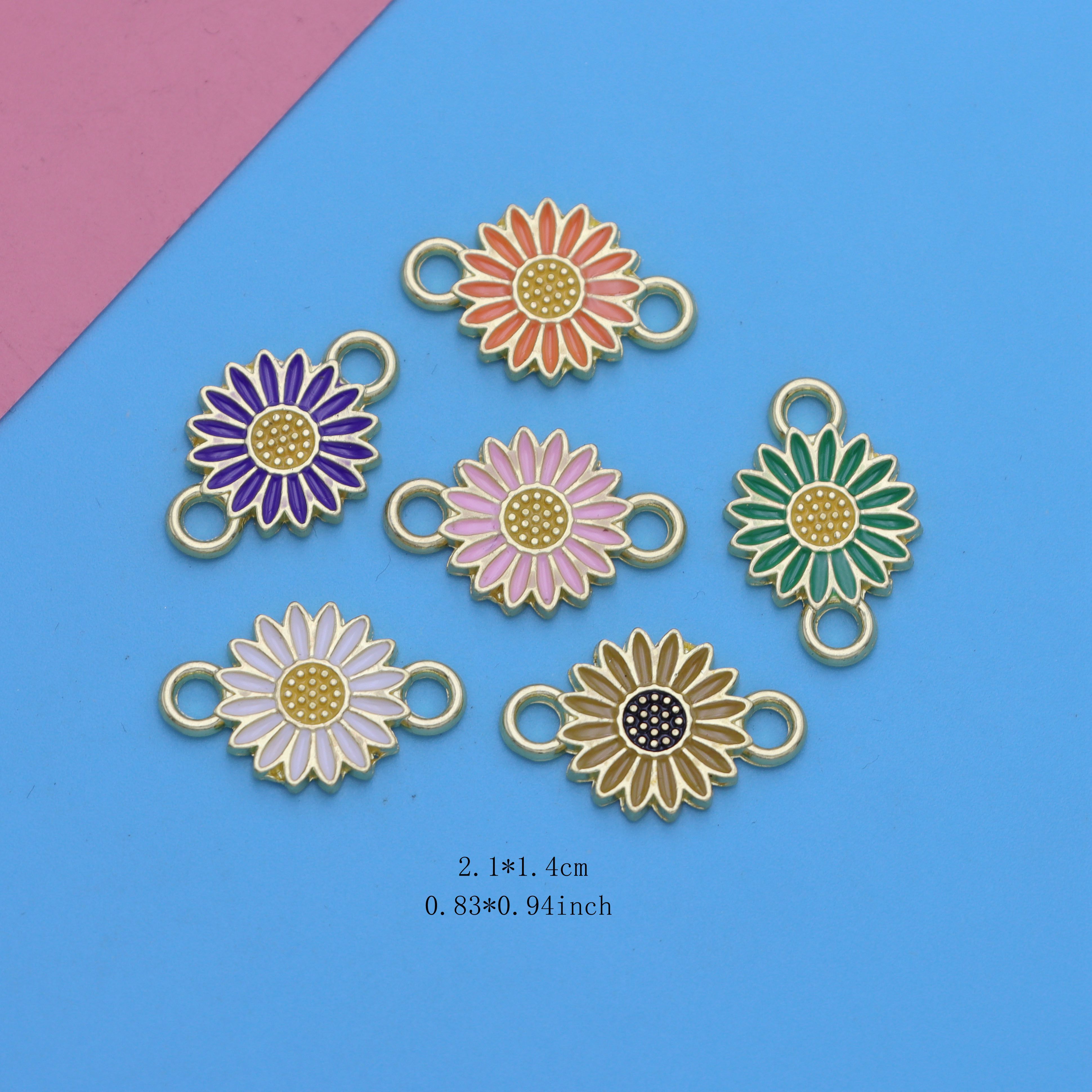 10pcs Alloy Enamel Flower Charms, Golden Plated Connectors, For Jewelry  Making Bracelet Findings Accessories DIY Handmade Craft