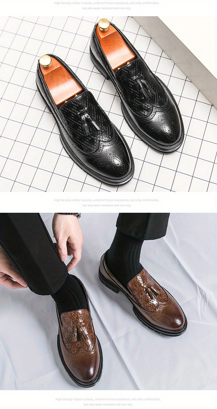 Mens Tassel Loafer Shoes Casual Non Slip Slip On Shoes Wedding Black ...