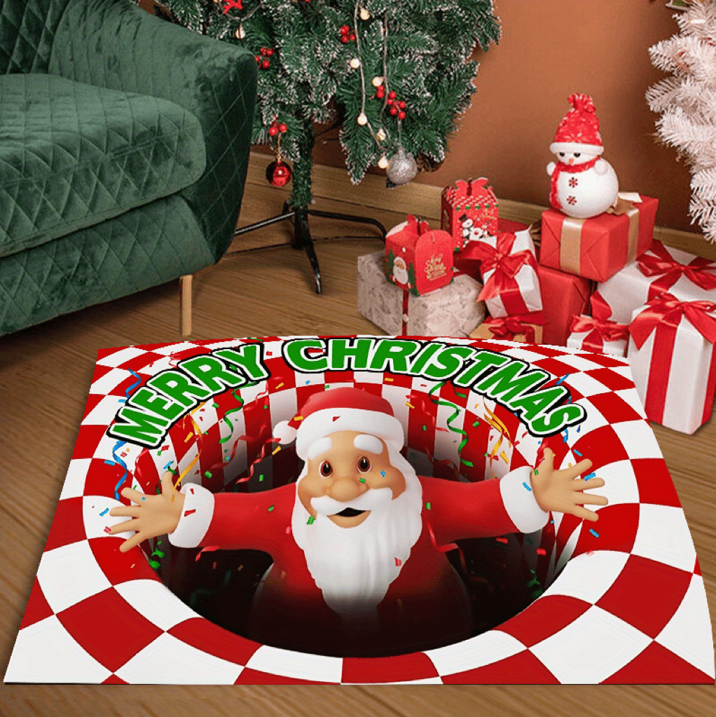 Christmas 3d Illusion Santa Door Mat, Small Area Rug Decorations Indoor And  Outdoor Welcome Doormat Non-skid Xmas Carpet For Bedroom Bathroom, Bath Mat  Floor Stair Pathway Rug - Temu