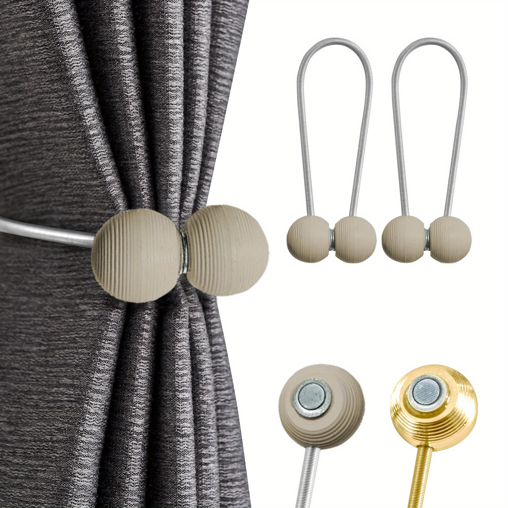 2pcs Magnetic Curtain Tiebacks Metal Ball Shape Holdbacks