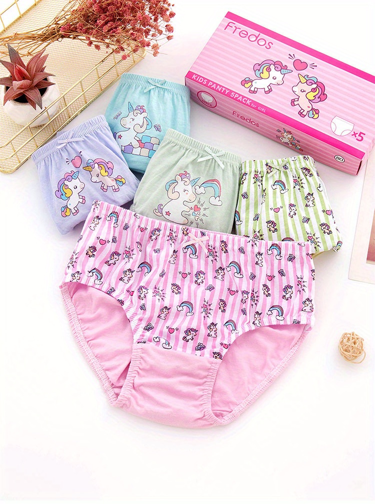 5-pack Cotton Briefs - Light pink/unicorns - Kids