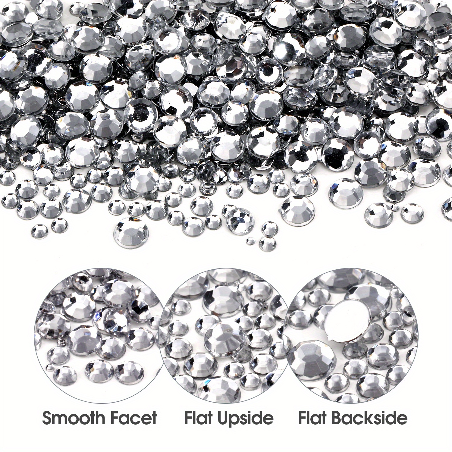 500pcs About 3/4/5mm Real White Flat Back Rhinestones For Crafts, Shoes,  Nail Art Decoration