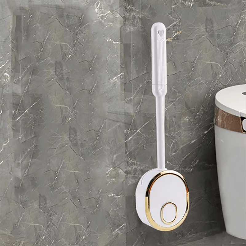 Long Handle Toilet Brush with Holder Box No Punching Wall Mounted