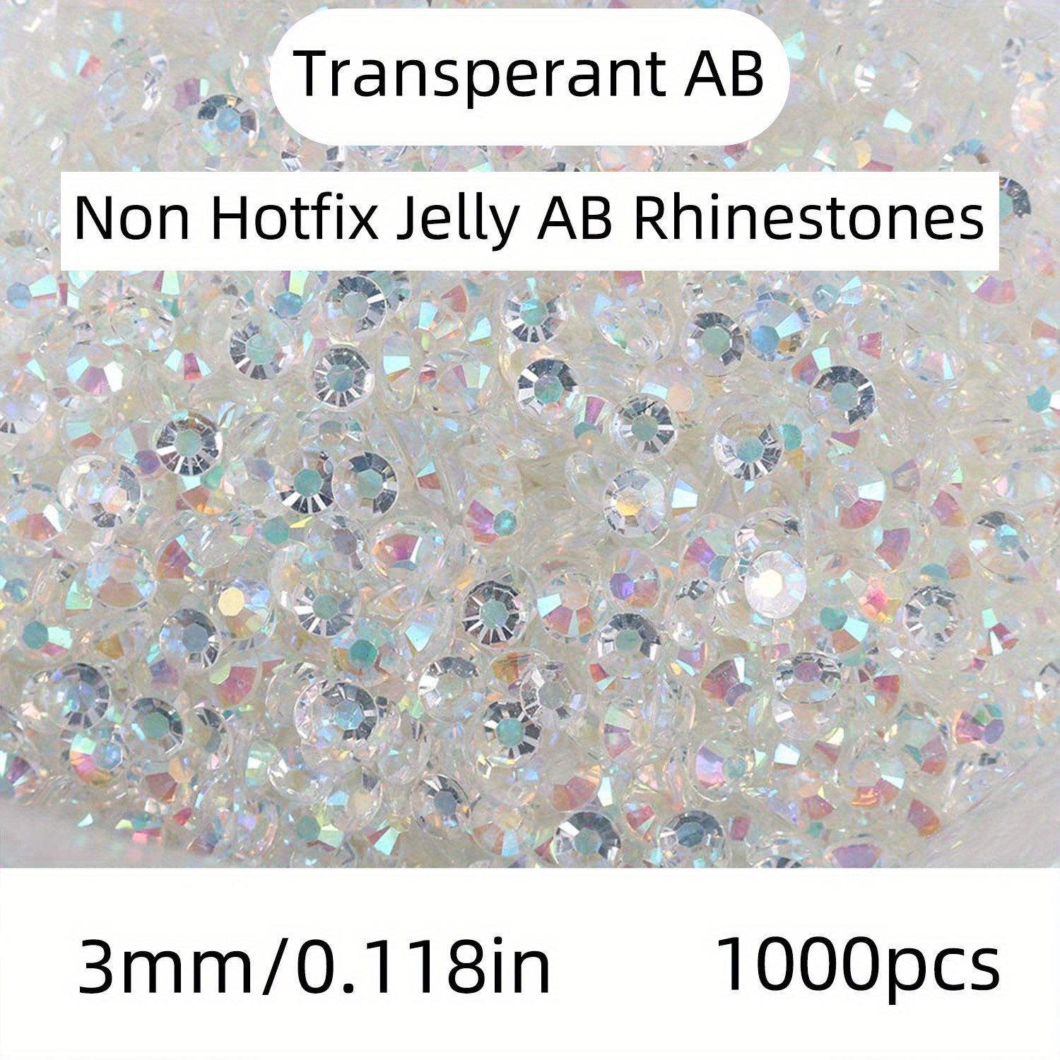 Black Diamond AB Transparent Jelly Non-hot Fix Rhinestones, Resin Stones  Rhinestones for Nails, Tumblers, Crafts, Flatback, Transparent 