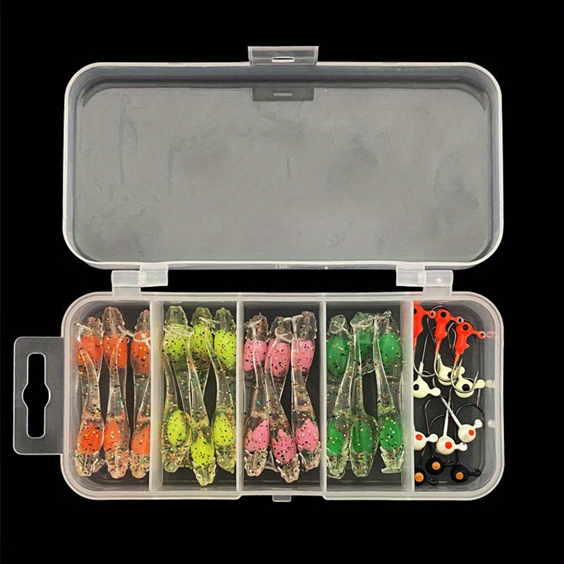 37pcs Mini Clear Fishing Lure With Colorful Round Lead Hook, Artificial  Bionic T-Tail Soft Wobbler Bait, Fishing Accessories For Freshwater  Saltwater