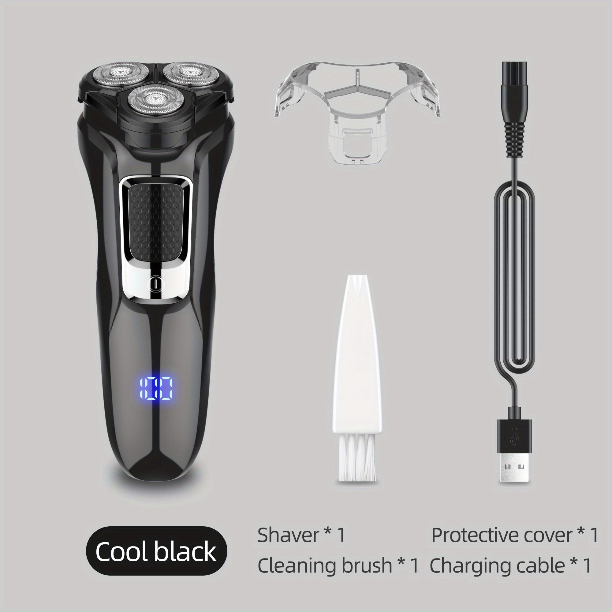  LOBINH Afeitadora eléctrica para hombres, 100% lavable,  recargable, impermeable, afeitado eléctrico en húmedo y seco con  recortadora emergente, carga rápida de 1 hora, cabezal flotante 4D,  indicador de alimentación LCD 