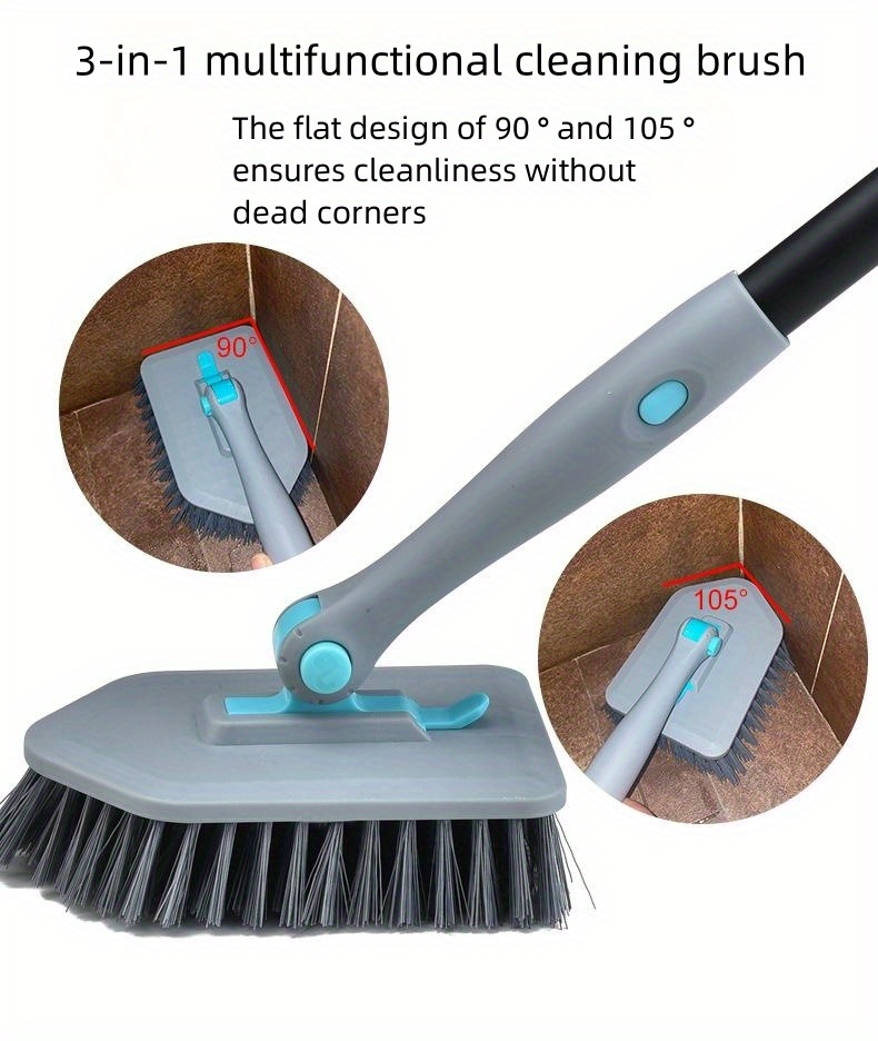 Multifunctional Hard Bristle Floor Brush: Plastic Long Handle